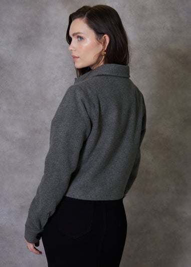 Threadbare Charcoal Galata Brushed Cropped Shacket