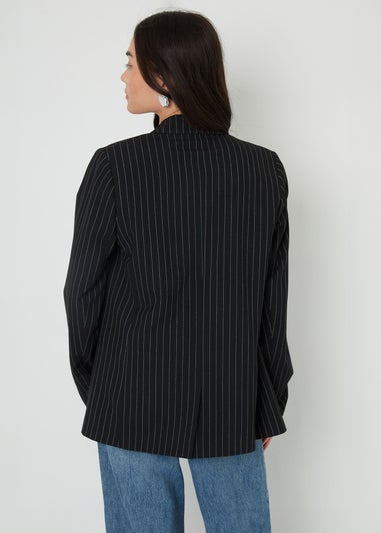 Threadbare Black Classic Pinstripe Lined Blazer