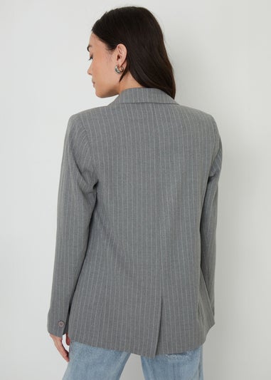 Threadbare Grey Classic Pinstripe Lined Blazer