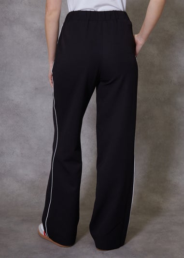 Threadbare Black Blackpool Tailored Trousers With Piping Detail