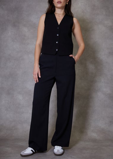 Threadbare Black Coast Wide Leg Trousers