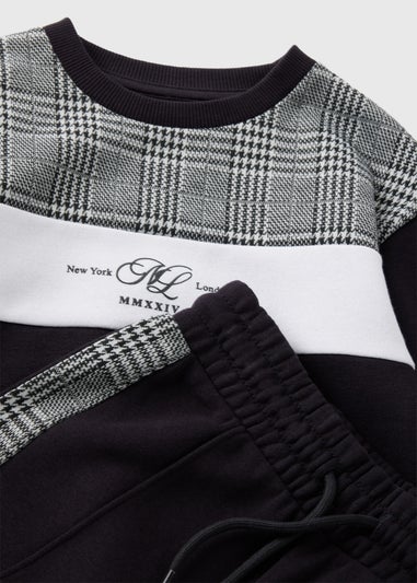 Boys Black Check Sweatshirt & Jogging Bottoms Set (1-7yrs)