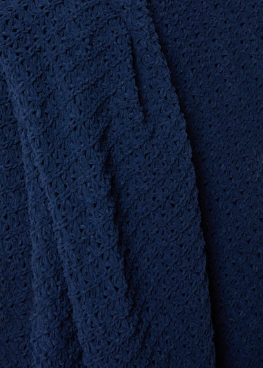 Large Navy Chenille Throw (200cm x 220cm)