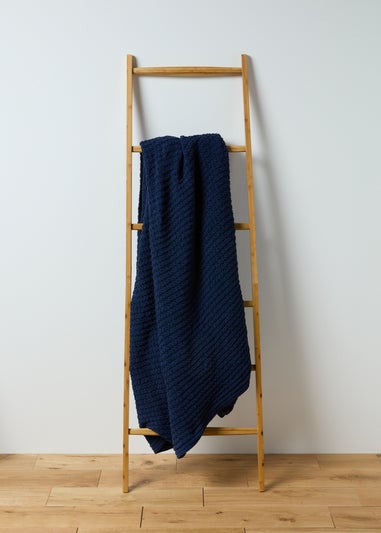 Large Navy Chenille Throw (200cm x 220cm)