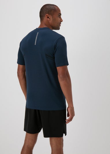 Souluxe Indigo Textured Grid T-Shirt