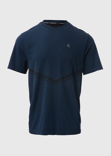 Souluxe Indigo Textured Grid T-Shirt