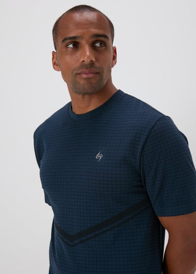 Souluxe Indigo Textured Grid T-Shirt