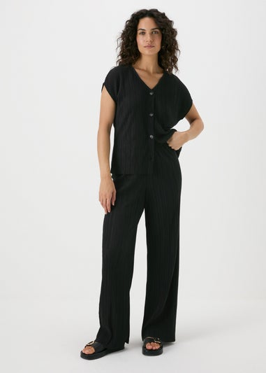 Black Plisse Co Ord Trousers