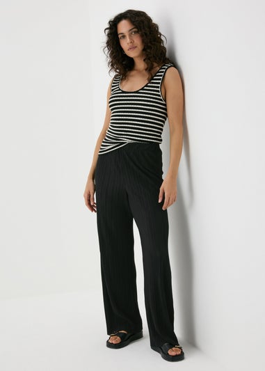 Black Plisse Co Ord Trousers