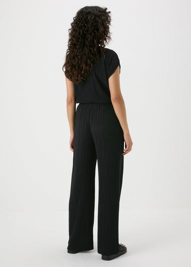 Black Plisse Co Ord Trousers