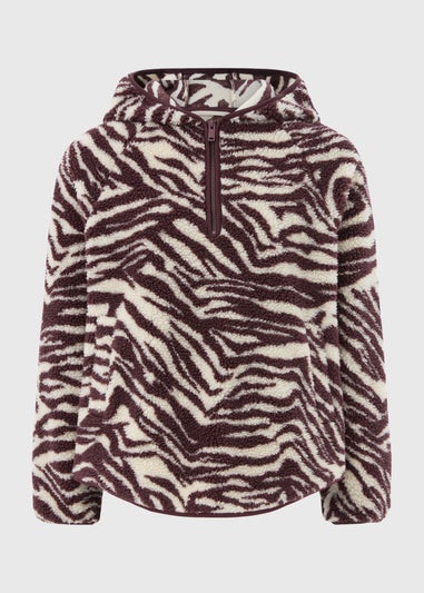 Burgundy Zebra Fleece Hoodie