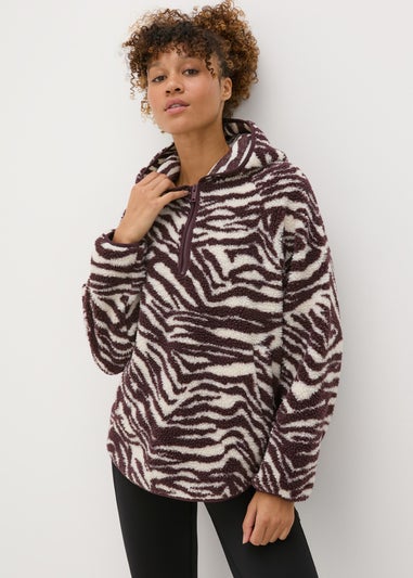 Burgundy Zebra Fleece Hoodie