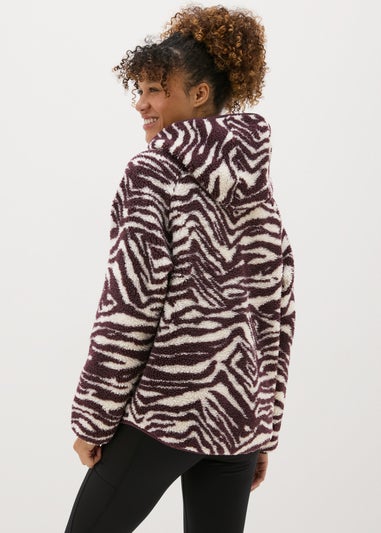 Burgundy Zebra Fleece Hoodie