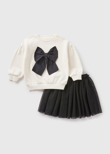 Girls Cream Bow Top & Tutu Set (1-7yrs)