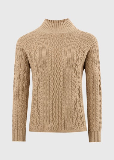 Et Vous Camel Cable Knitted Jumper