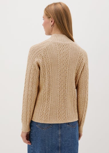 Et Vous Camel Cable Knitted Jumper