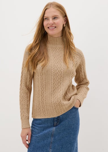 Et Vous Camel Cable Knitted Jumper