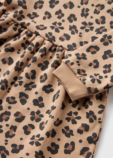 Girls Brown Leopard Sweater Dress (1-7yrs)