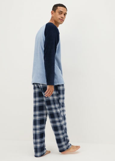 Blue Check Fleece Pyjama Set