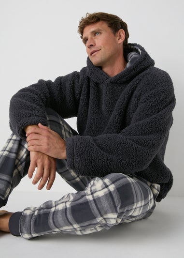 Grey Check Hooded Fleece Pyjama Set