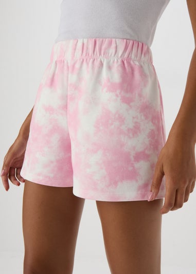 Pink Acid Wash Shorts