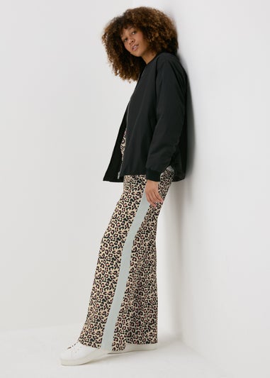 Brown Leopard Print Wide Leg Joggers