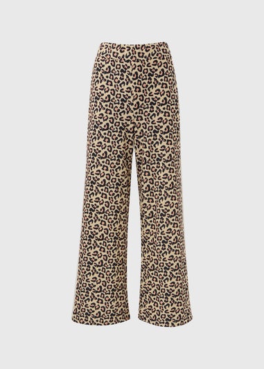 Brown Leopard Print Wide Leg Joggers