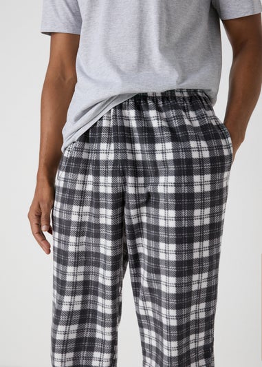 Black Check Microfleece Pyjama Bottoms