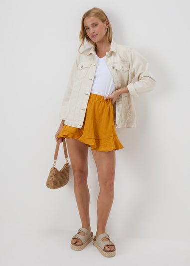 Yellow Frill Hem Shorts