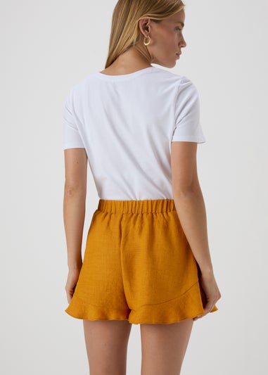 Yellow Frill Hem Shorts