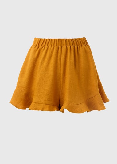 Yellow Frill Hem Shorts