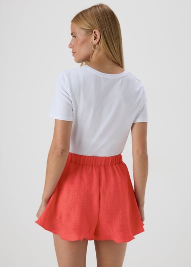 Coral Frill Hem Shorts