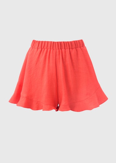 Coral Frill Hem Shorts