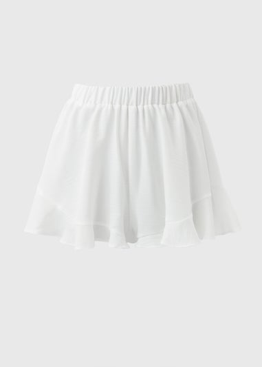 White Frill Hem Shorts