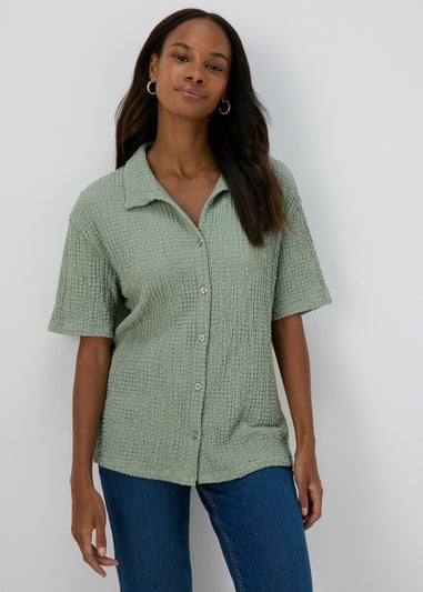 Green Textured Shirt