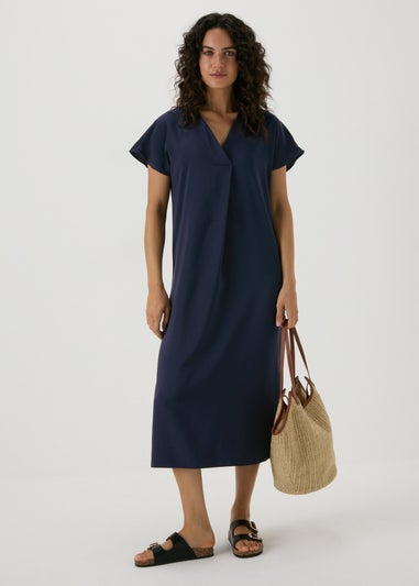 Navy V-Neck Kaftan Dress