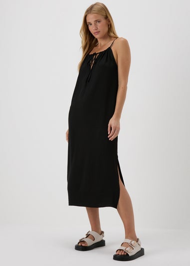 Black Neck Tie Shift Dress