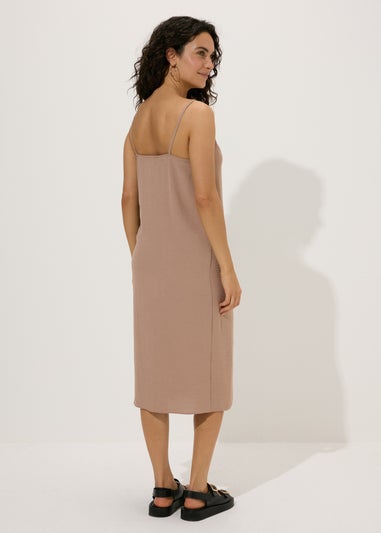 Brown Neck Tie Shift Dress