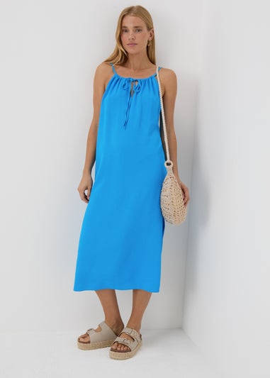 Blue Neck Tie Shift Dress