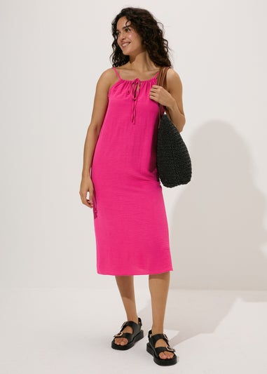 Pink Neck Tie Shift Dress