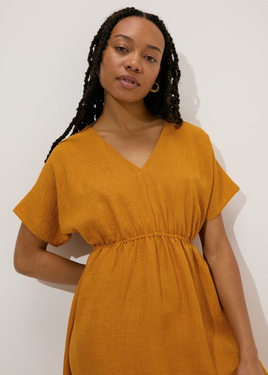 Yellow Linen Tie Back Mini Dress