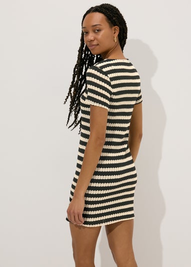 Black Stripe Knit T-Shirt Dress