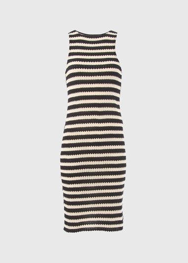 Black Racer Textured Knit Dress