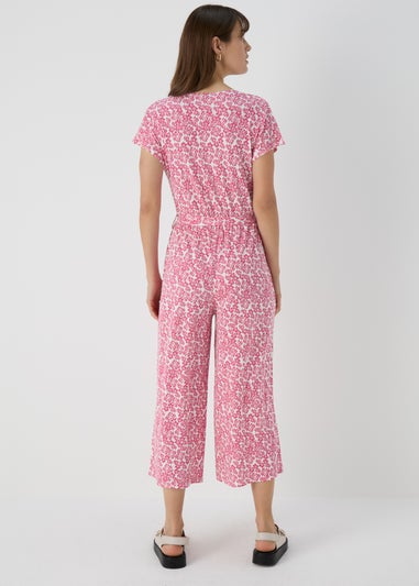 Pink Jersey Wrap Jumpsuit