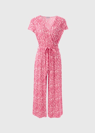 Pink Jersey Wrap Jumpsuit