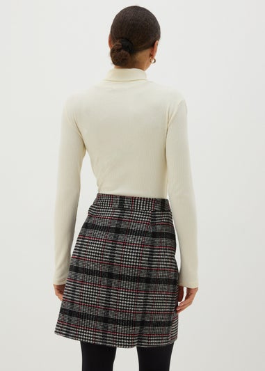 Burgundy Check A-Line Skirt