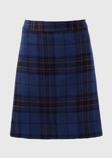 Navy Check A Line Skirt