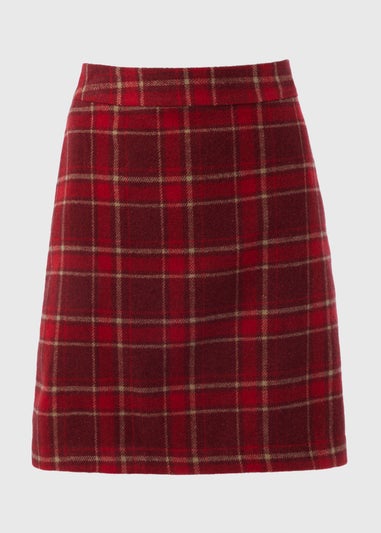 Red Check A Line Skirt