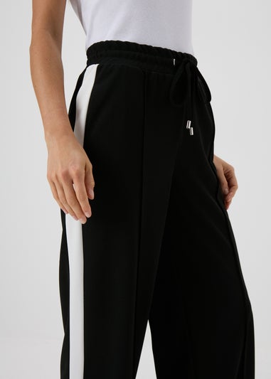 Black Side Stripe Wide Leg Tapered Trousers