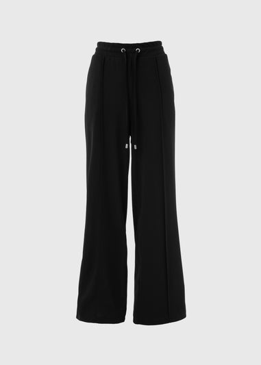 Black Side Stripe Wide Leg Tapered Trousers - Matalan